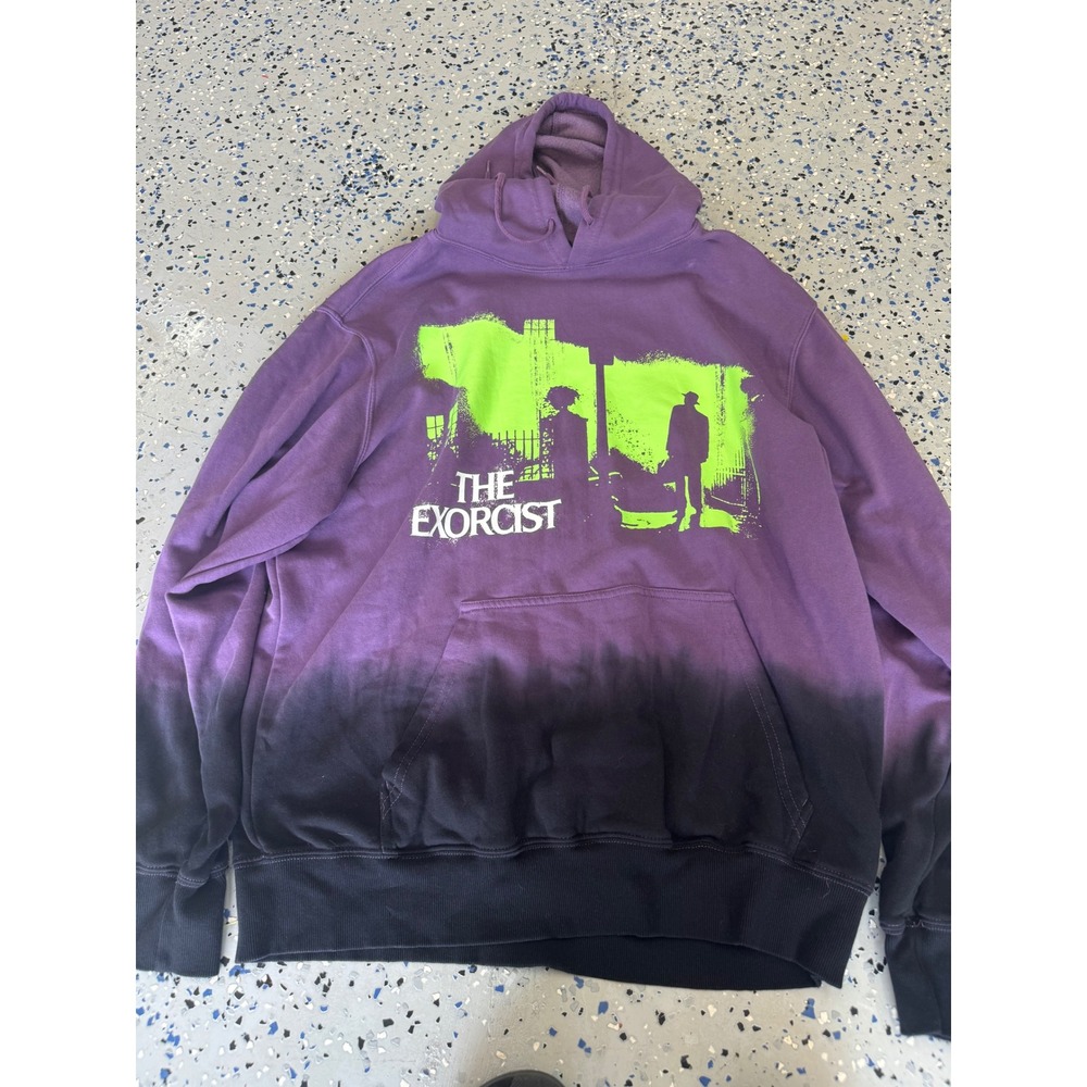 The Exorcist Movie Hoodie Purple Black Graphic Print Mens‎ Size L